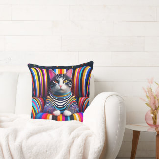 Colourful cat cushion