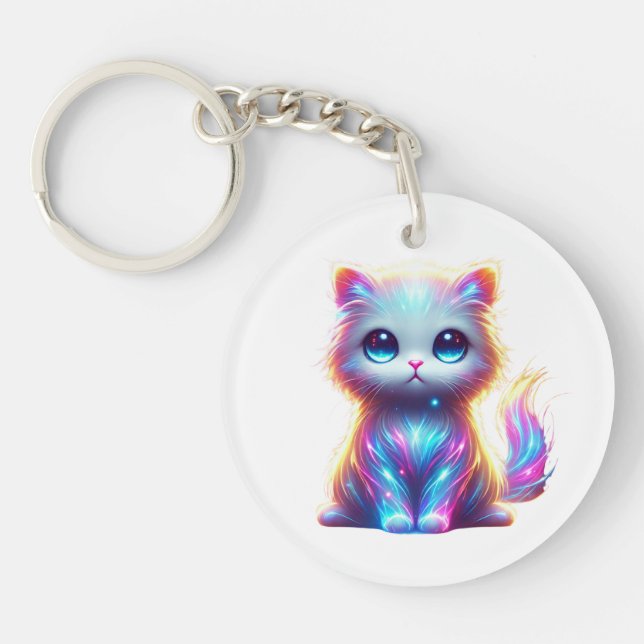 Colourful Cat Delight Key Ring (Front)