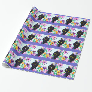Colourful Cat Dragonfly Wrapping Paper