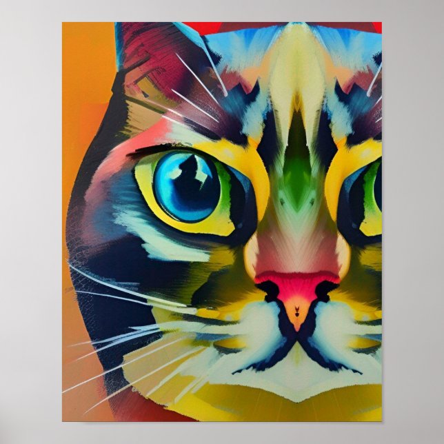 Colourful cat eye abstract strokes kitty voices poster (Front)