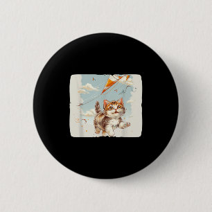 Colourful Cat Flies Kites Style For A Breezy Vibe  6 Cm Round Badge