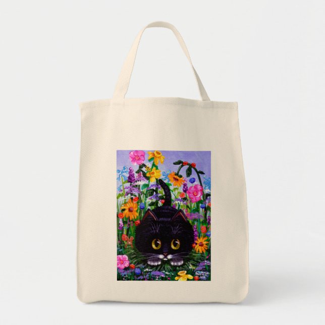 Colourful Cat Flowers Tote Bag (Front)