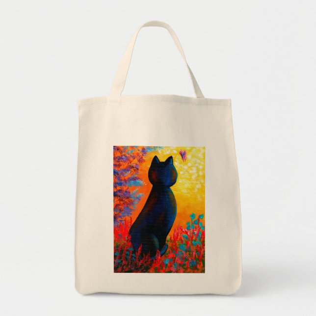 Colourful Cat Flowers Tote Bag (Front)