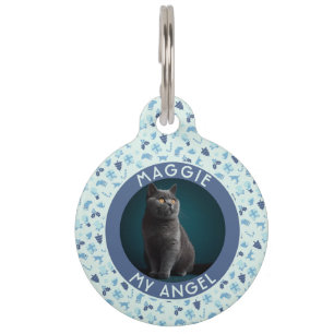 Colourful Cat Gift Christmas Print Pet Tag