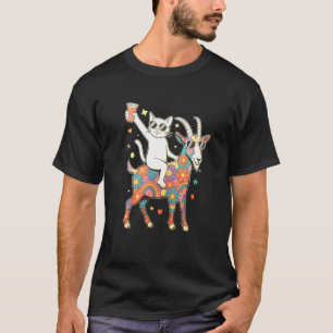 Colourful Cat Goat Party Rave EDM Festival Night C T-Shirt