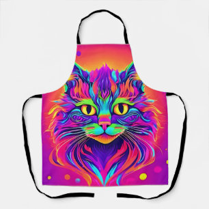 Colourful Cat Head Artwork Apron