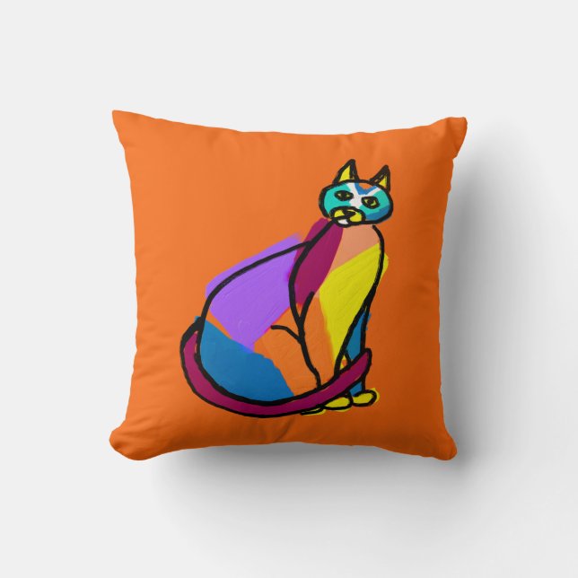 Colourful Cat Hero Cushion (Front)