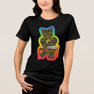Colourful Cat Keyboard Tee – Art by Carole Bibisi,