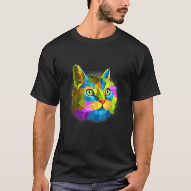 Colourful Cat Kitten T-Shirt (Front)