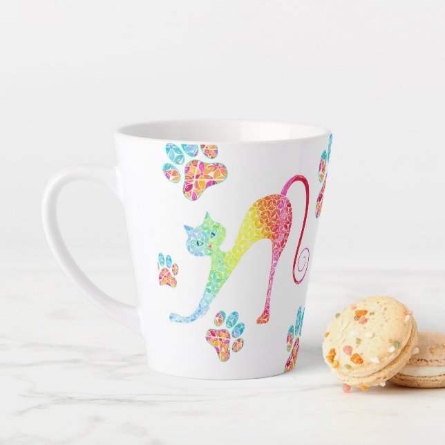 Colourful Cat Latte Mug (In Situ)