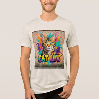 Colourful Cat Life Graffiti Art T-Shirt Tri-Blend Shirt