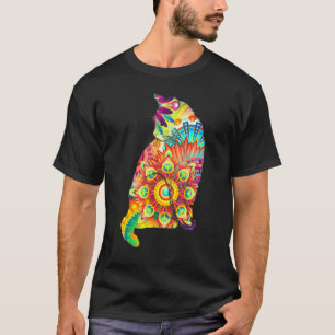 Colourful Cat Lover Feline Psychedelic Abstract Hi T-Shirt