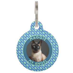 Colourful Cat Lover Present Ethnic Print Pet Tag