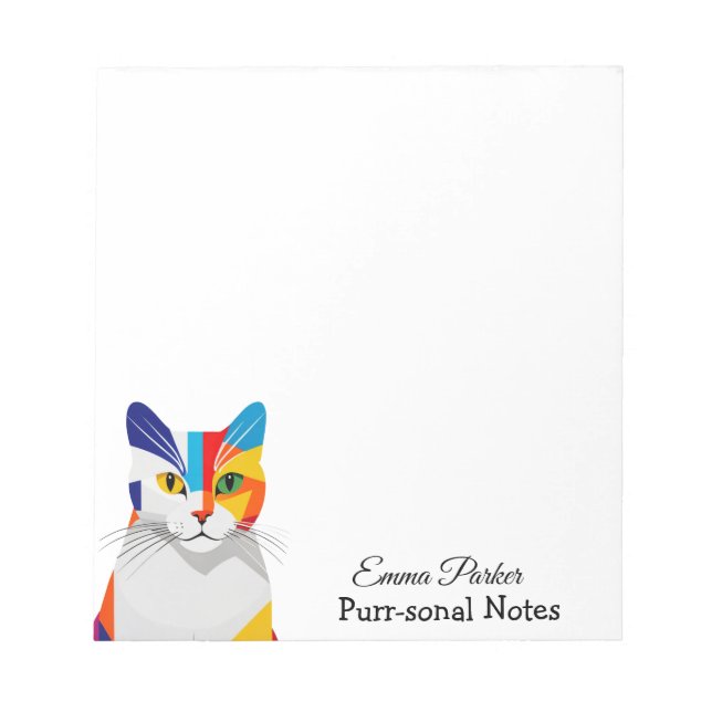 Colourful Cat Lover’s Custom Cat-Themed Notepad (Front)
