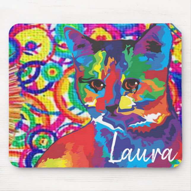 Colourful Cat Mouse Pad! Pad (Front)