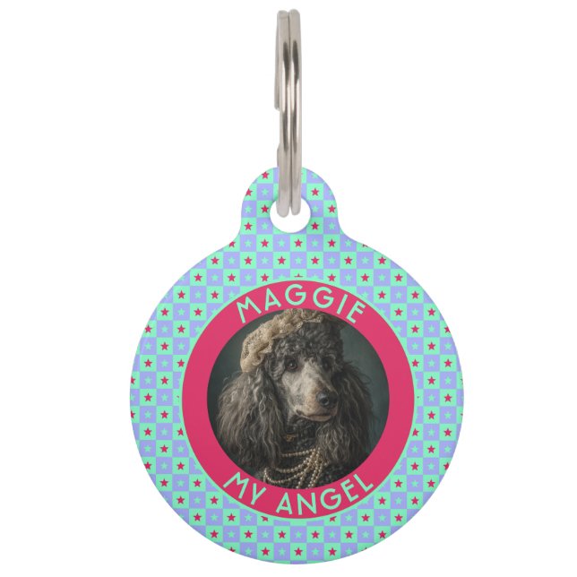 Colourful Cat Owner Gift Square Pattern Pet Tag (Front)