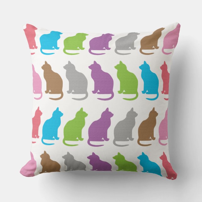 Colourful cat pattern cushion (Front)
