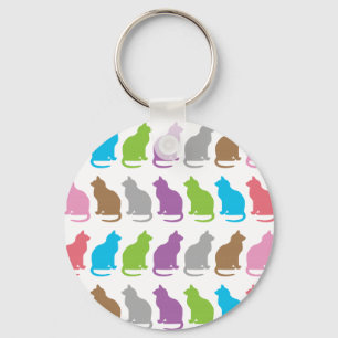 Colourful cat pattern key ring