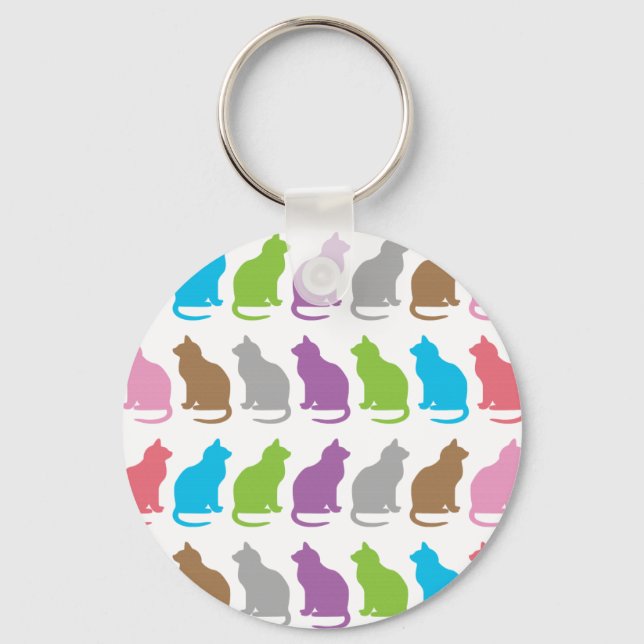 Colourful cat pattern key ring (Front)