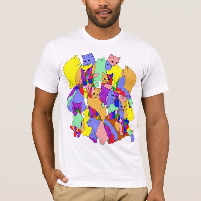 Colourful Cat Pattern T-Shirt (Front)