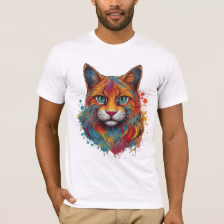 colourful cat pattern T-Shirt