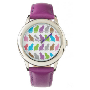 Colourful cat pattern watch