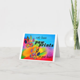 Colourful Cat Paw Prints Greeting Card
