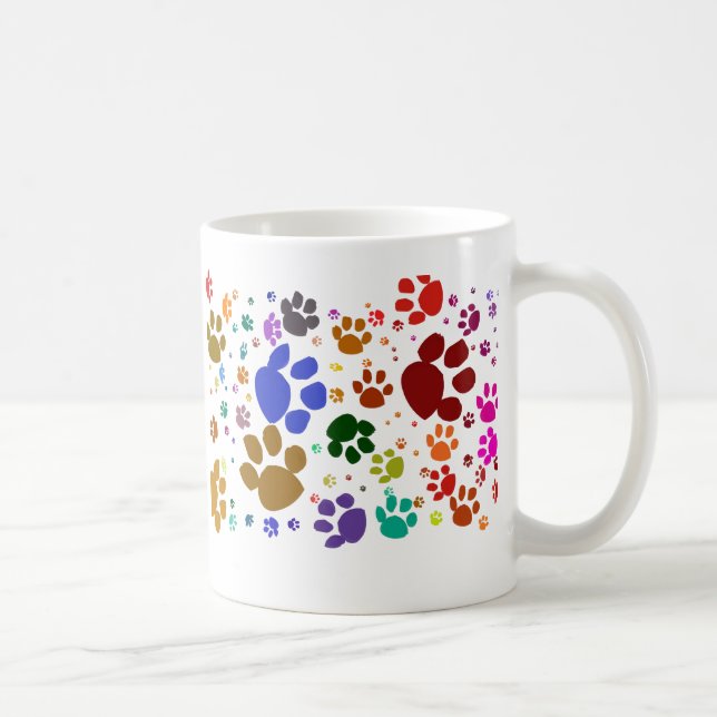 colourful cat paws coffee mug (Right)