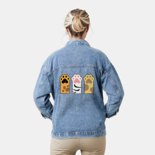 Colourful cat paws denim jacket