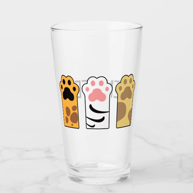 Colourful cat paws glass (Front)