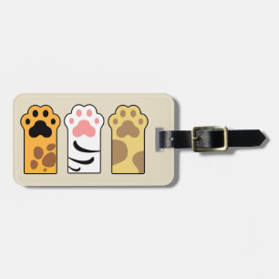 Colourful cat paws luggage tag
