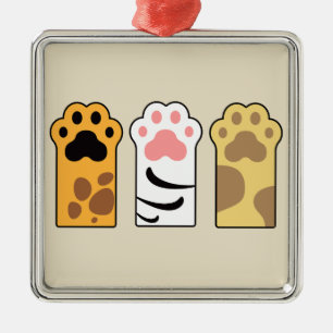 Colourful cat paws metal ornament