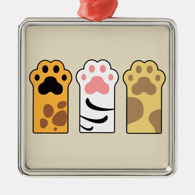 Colourful cat paws metal ornament (Front)