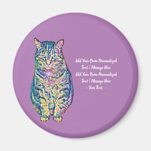 Colourful Cat Personalised Text Magnet