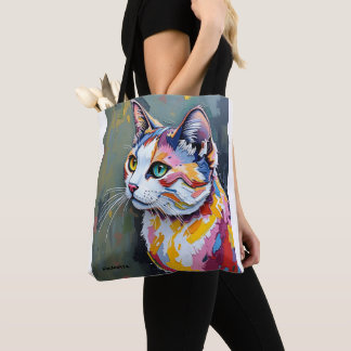 Colourful Cat Portrait Tote Bag