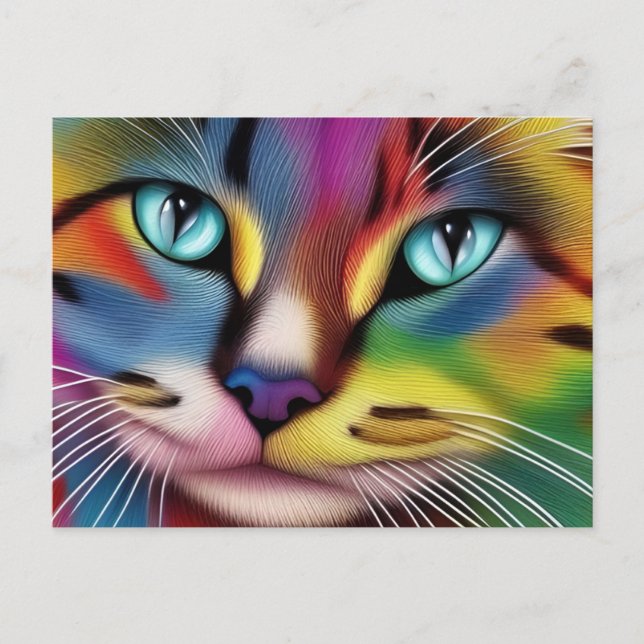 Colourful Cat Postcard (Front)