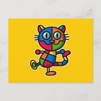 colourful cat postcard