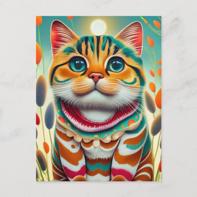 Colourful Cat Postcard (Front)