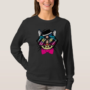 Colourful Cat Rainbow Rave Music Dj Graphic T-Shirt