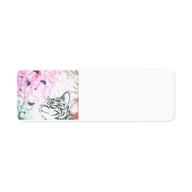 Colourful Cat Return Address Label (Front)