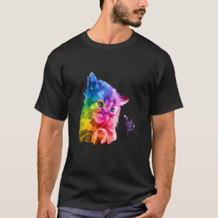 Colourful Cat S Head Pop Style Bright Cat And Butt T-Shirt
