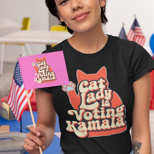 Colourful cat silhouette backs Kamala T-Shirt (Creator Uploaded)