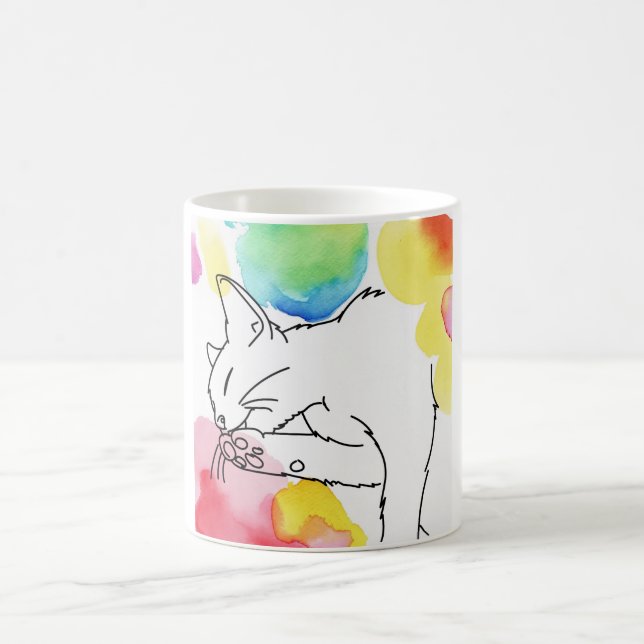 Colourful Cat Sketch Coffee Mug (Center)