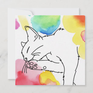Colourful Cat Sketch Invitation