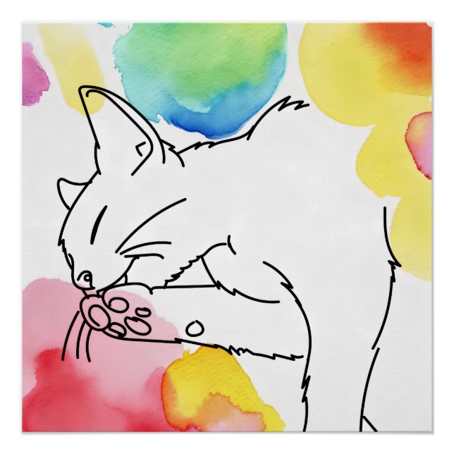 Colourful Cat Sketch Poster (Front)