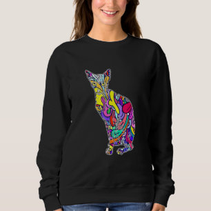 Colourful Cat Sphynx Art Pet Owner Hairless Kitten Sweatshirt