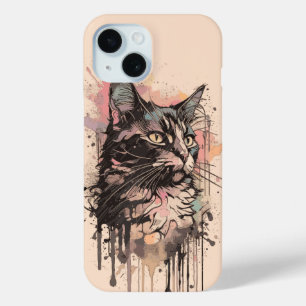 Colourful Cat Splash Art  iPhone 15 Case