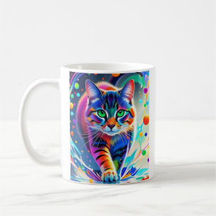 Colourful cat, splash, painting, colouring grading coffee mug