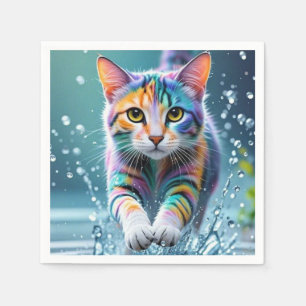 Colourful cat, splash, painting, colouring grading napkin