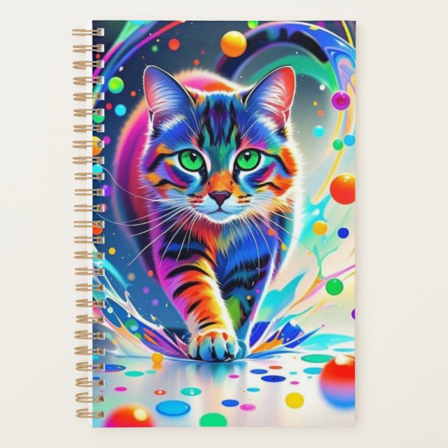 Colourful cat, splash, painting, colouring grading planner (Front)